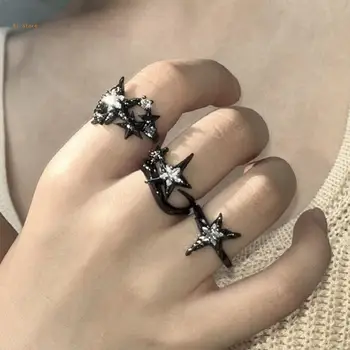 Állítható Pár Gyűrűk Vintage Szabálytalan egy pentagramma Nyitó RingPunk Gótikus Ujját Circlets Ékszerek, Ajándék Nőknek, Férfiaknak